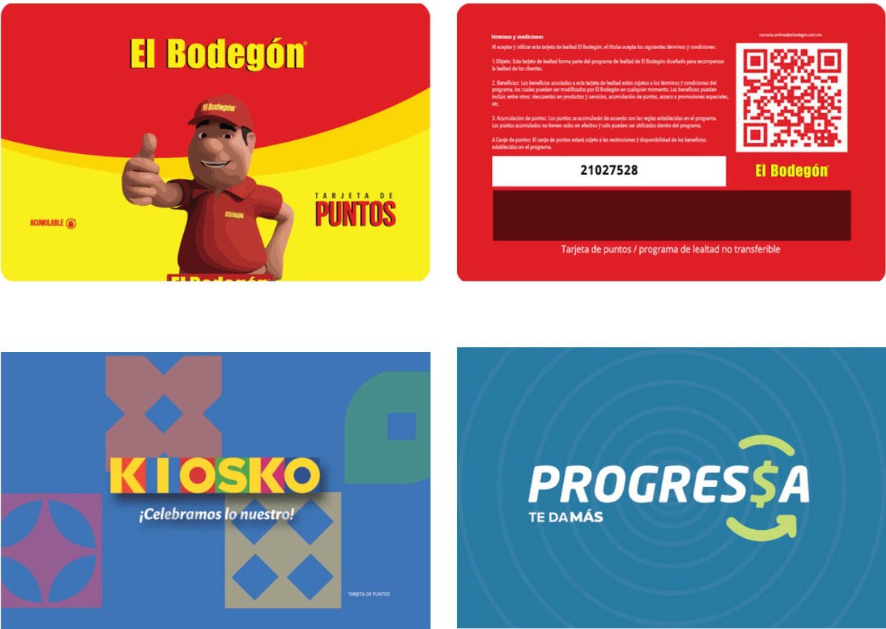 Tarjetas de lealtad para El Bodegón, Kiosko y Progressa
